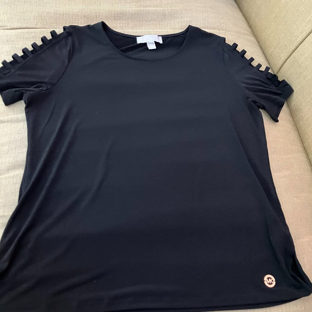 Michael Kors Short Sleeved Black Top, sz Large